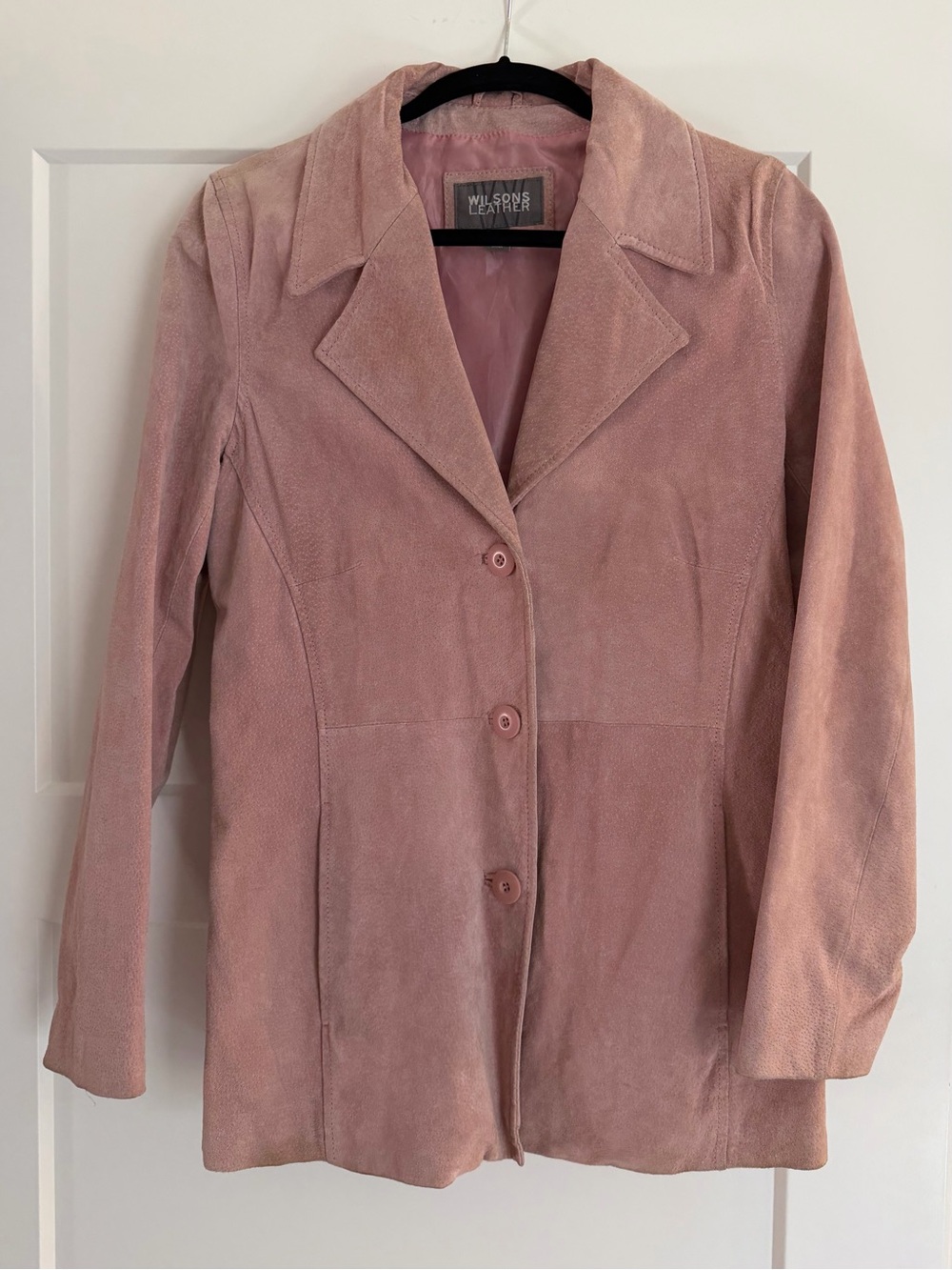 Wilsons Leather Light Pink Suede Button Blazer, Jacket